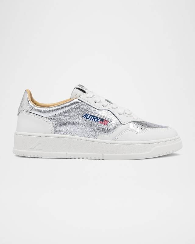 Medalist Low-Top Metallic Leather Sneakers